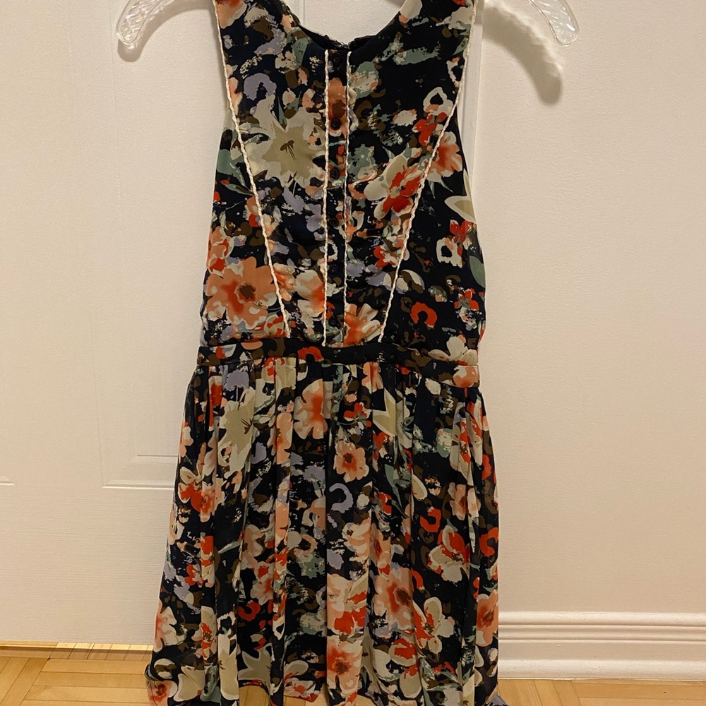 Lucca Couture Orange and Pink Halter Sundress for Wedding Guest
